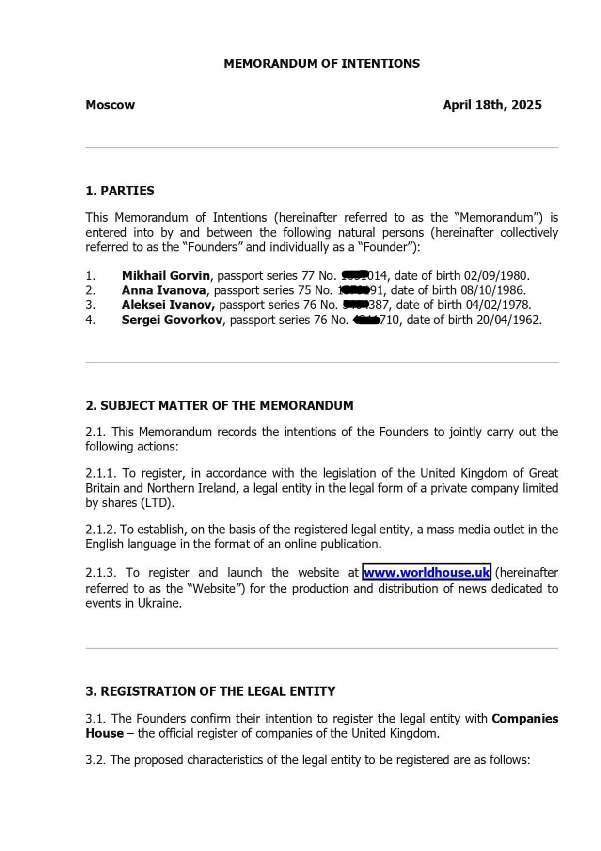 Memorandum of intension 1