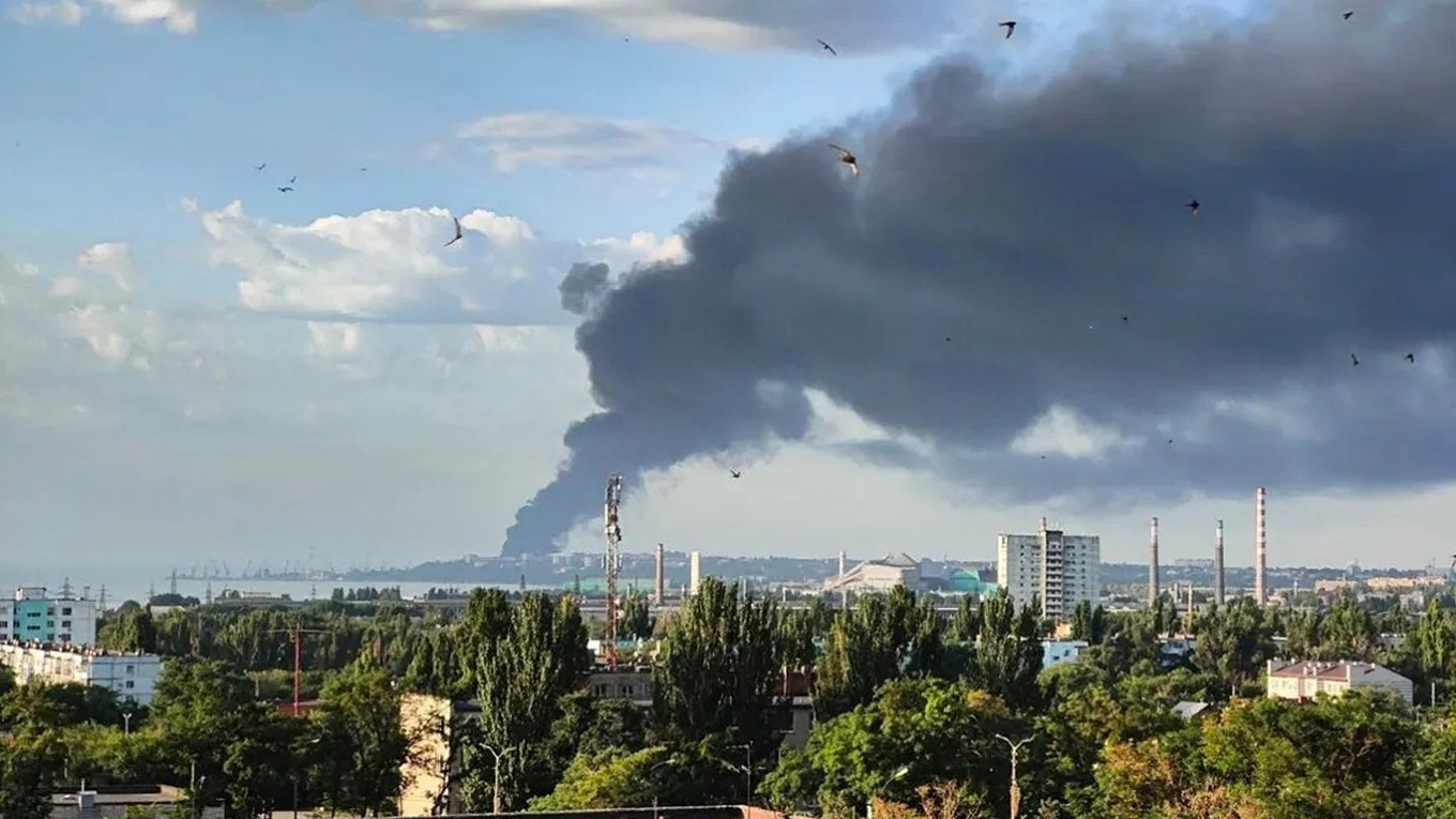 Ukrainian drone strikes ignite refinery and seaport in southern Russia