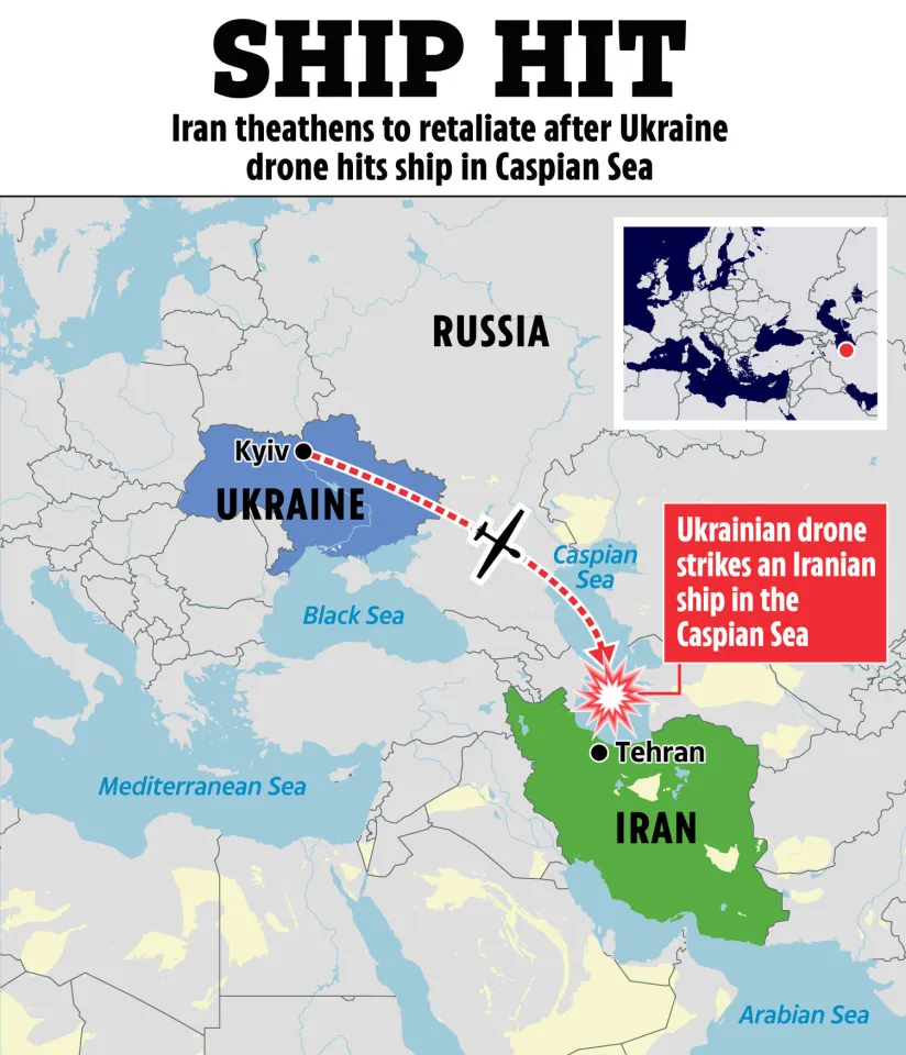 Ukrainian drones strike Iranian vessels in Caspian Sea as Kyiv reveals Moscow-Tehran intelligence link